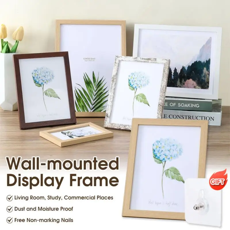 Multi Size Wall-mounted Display Frame Wooden Photo Frame DIY Photo Frame High Quality Home Decorative Picture Frame Easy To Hang