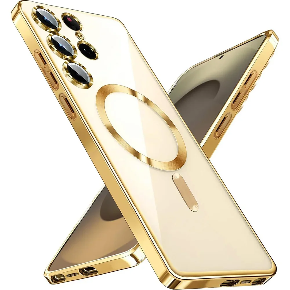 Custodia in silicone di placcatura di lusso per Samsung Galaxy S26 S25 Edge S24 FE S23 S21 S22 Ultra Plus magnetica per Magsafe Cover morbida trasparente