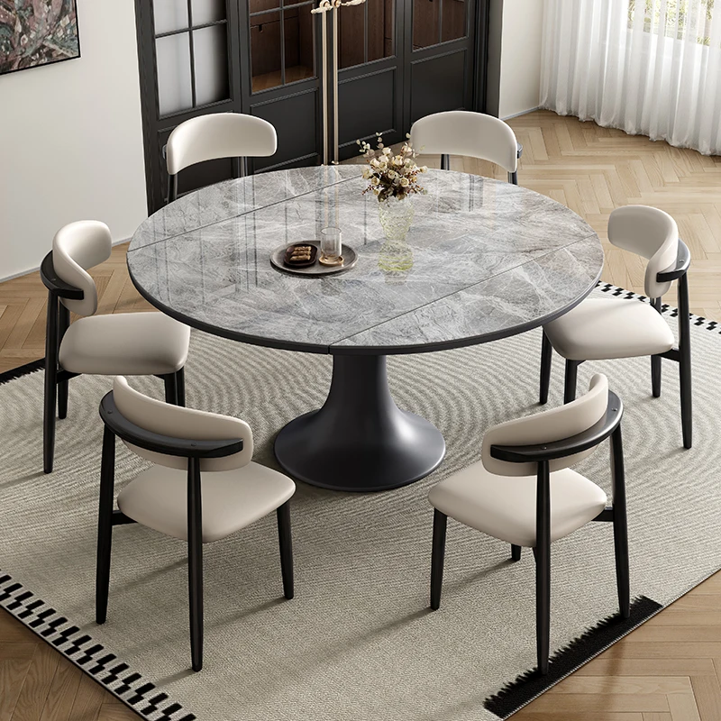 Ausziehbarer Esstisch aus Holz, wasserdicht, rund, für Zuhause, luxuriöser Esstisch, entspannendes modernes Set, Sala Da Pranzo, Küchenmöbel