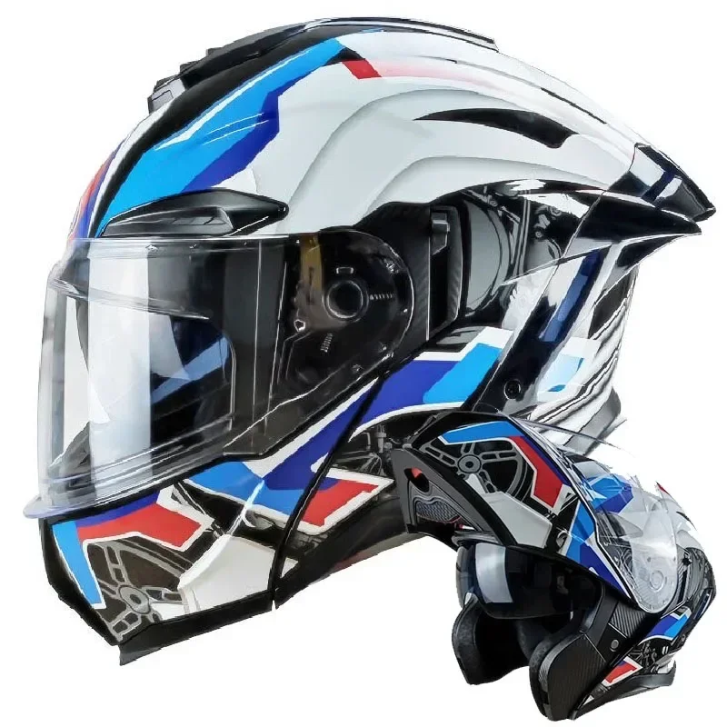 Hochklappbarer Motorradhelm mit vollem Gesicht und zwei Gläsern, Offroad-Rennhelm für Herren, Cascos Para Moto Motorradhelm, DOT-geprüft Image