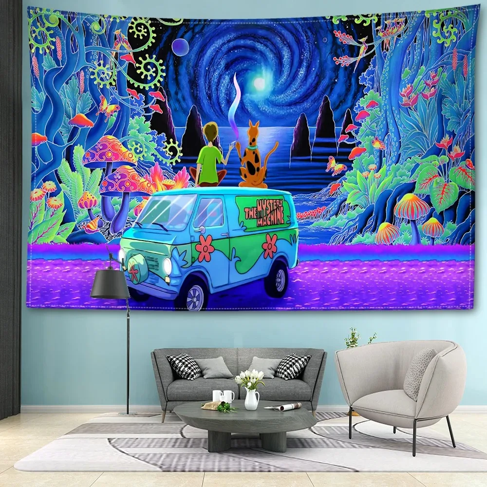 Cartoon Pilz Wald gedruckt Wandteppich Hippie Wand Tapete böhmische Wand Tapete Mandala Home Dekoration Image