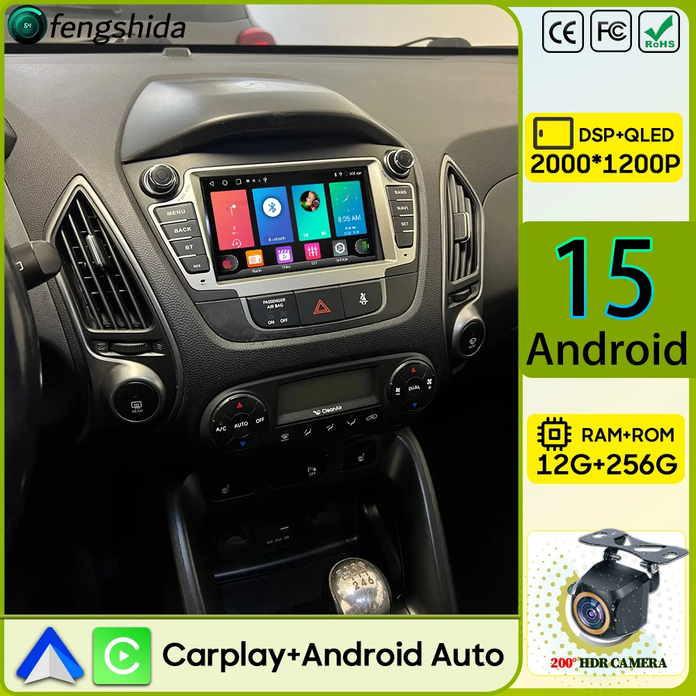 Auto Radio Carplay Für Hyundai Tucson 2 LM IX35 2009-2015 Navigation GPS Android 15 Android Auto auto Monitor Video 4G Keine 2din DVD Image