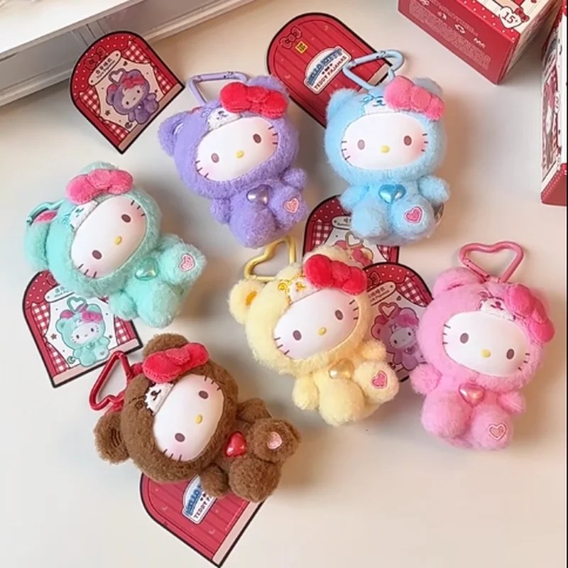 Hello Kitty Teddy Nachtwäsche Serie Vinyl Blind Box Anhänger Hello Kitty Blind Box Geburtstagsgeschenk Kinderspielzeug Tasche Anhänger