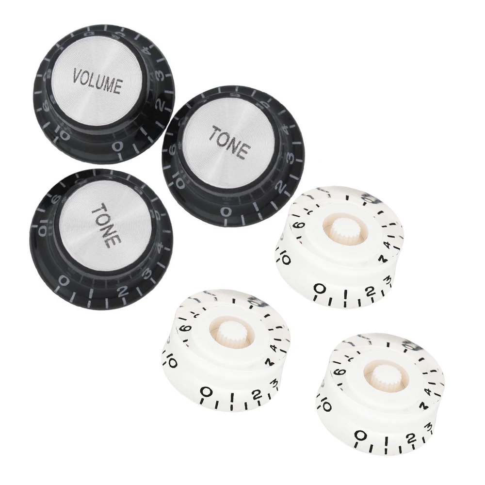 3PCS Gitarre Control Knöpfe Kunststoff Gitarren Strat Knob 1 Volumen 2 Tone Control Knöpfe Für Gitarre Zubehör Weiß schwarz Image