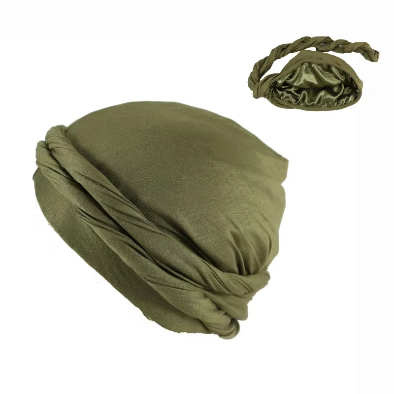 Vintage Turban für Männer Vintage Kopfwickel für Männer Stretch Modal und Satin Turban Schal Krawatte für Haare Image