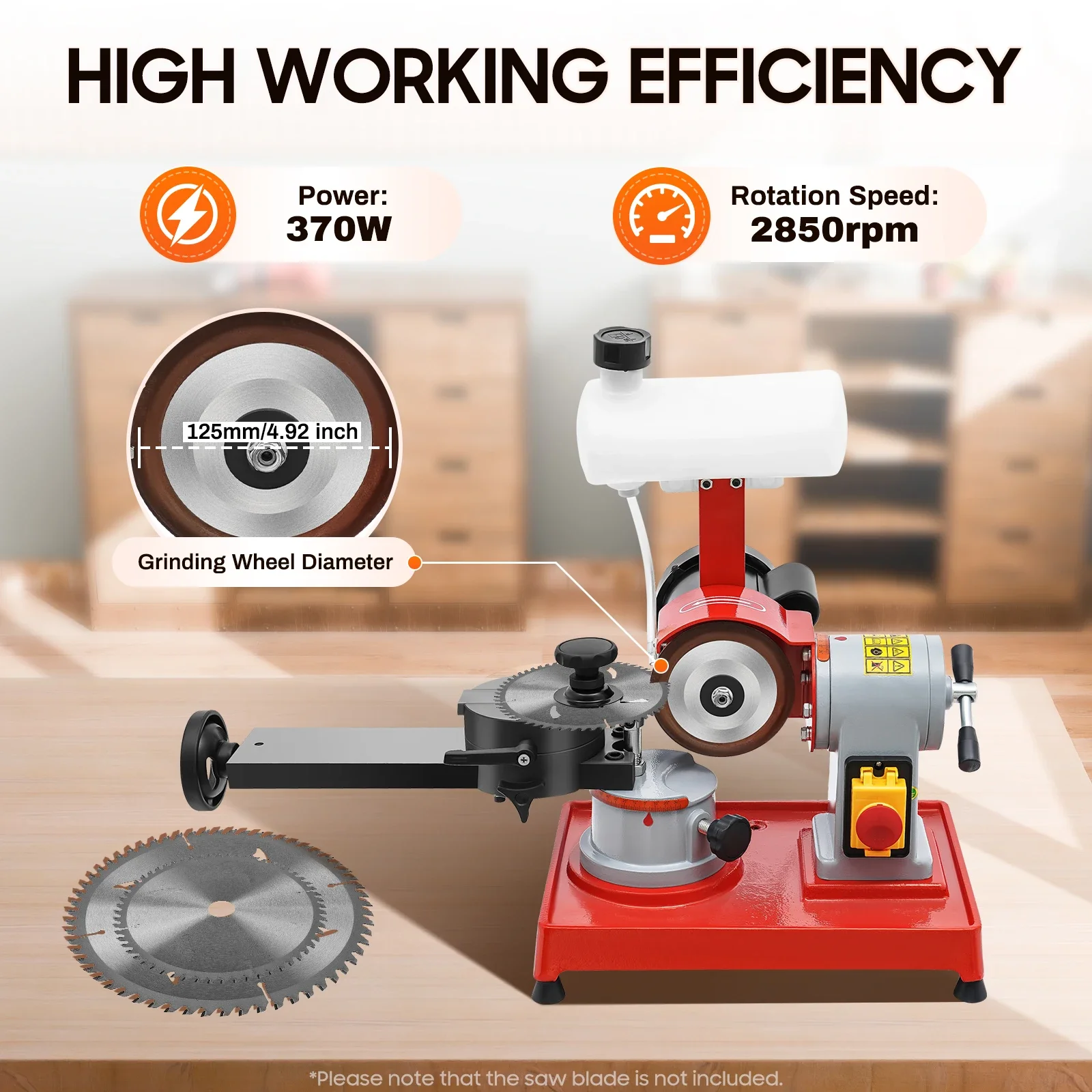 370W Sägeblattschärfmaschine mit Kabel, elektrische Winkelverstellung und doppellagigem Wasserschutzschalter Image