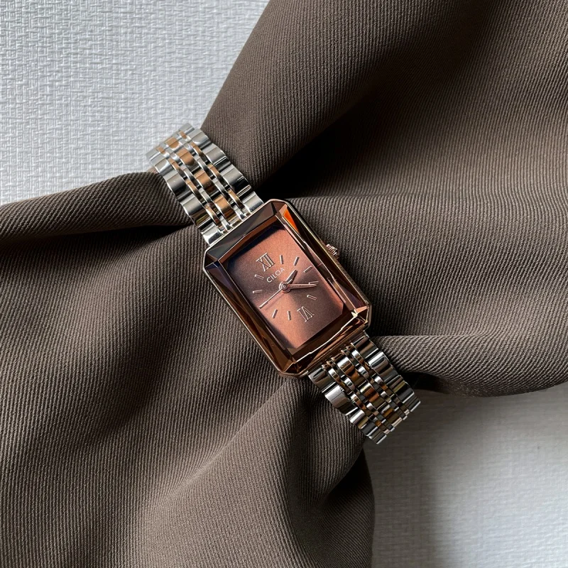 CILOA rétro marron montre femmes carré bracelet en acier inoxydable 2025 nouvelle tendance marque de mode véritable haute qualité montre