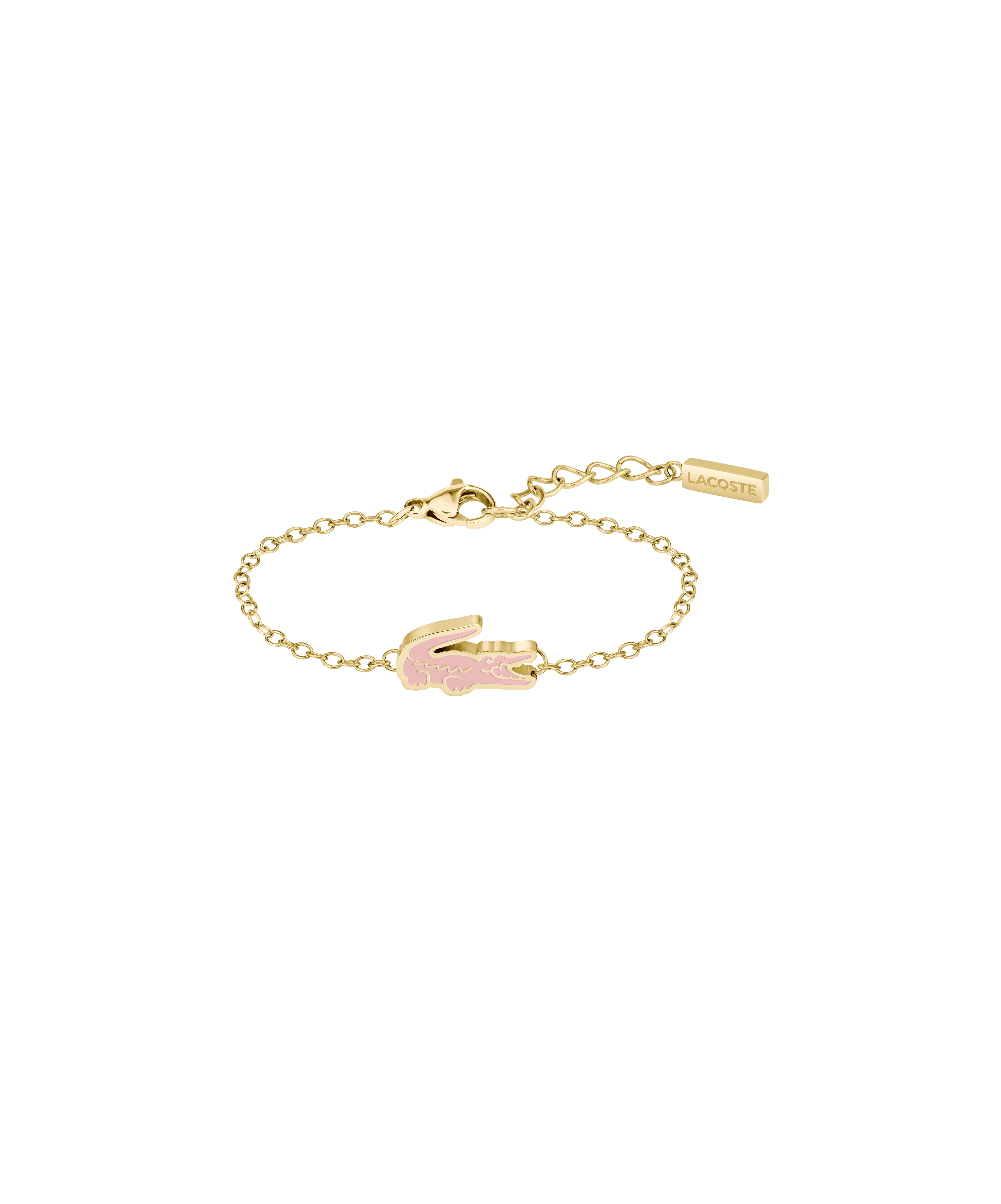Armband LACOSTE "CUTIE CROC", gelbgoldfarben, rosa, Armbänder, 16cm, Edelstahl Image