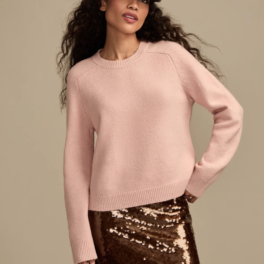 Lucky Brand Cloud Soft Crew Neck Sweater - Women's Clothing Outerwear Tops Sweatshirts Crewneck Hoodies in Rose Smoke, Size XS