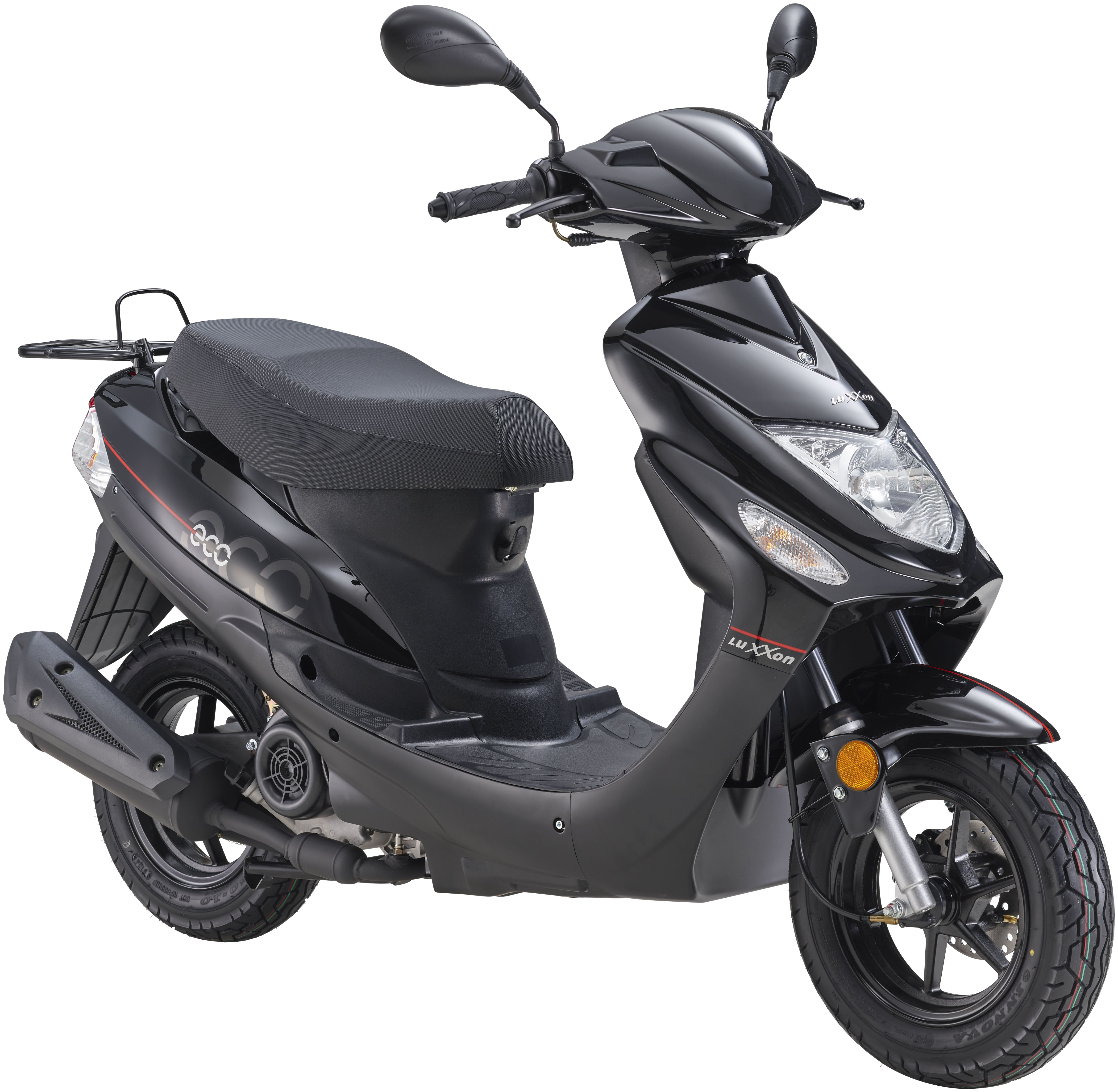 Motorroller LUXXON "ECO (45km/h), 50 ccm, City-Roller, EFI", schwarz, Motorroller, ohne Topcase, 45 km/h, Kraftstoffeinspritzung (EFI), Lenkerschloss, Staufach, Roller, Scooter, B:66cm H:111cm L:173,5cm