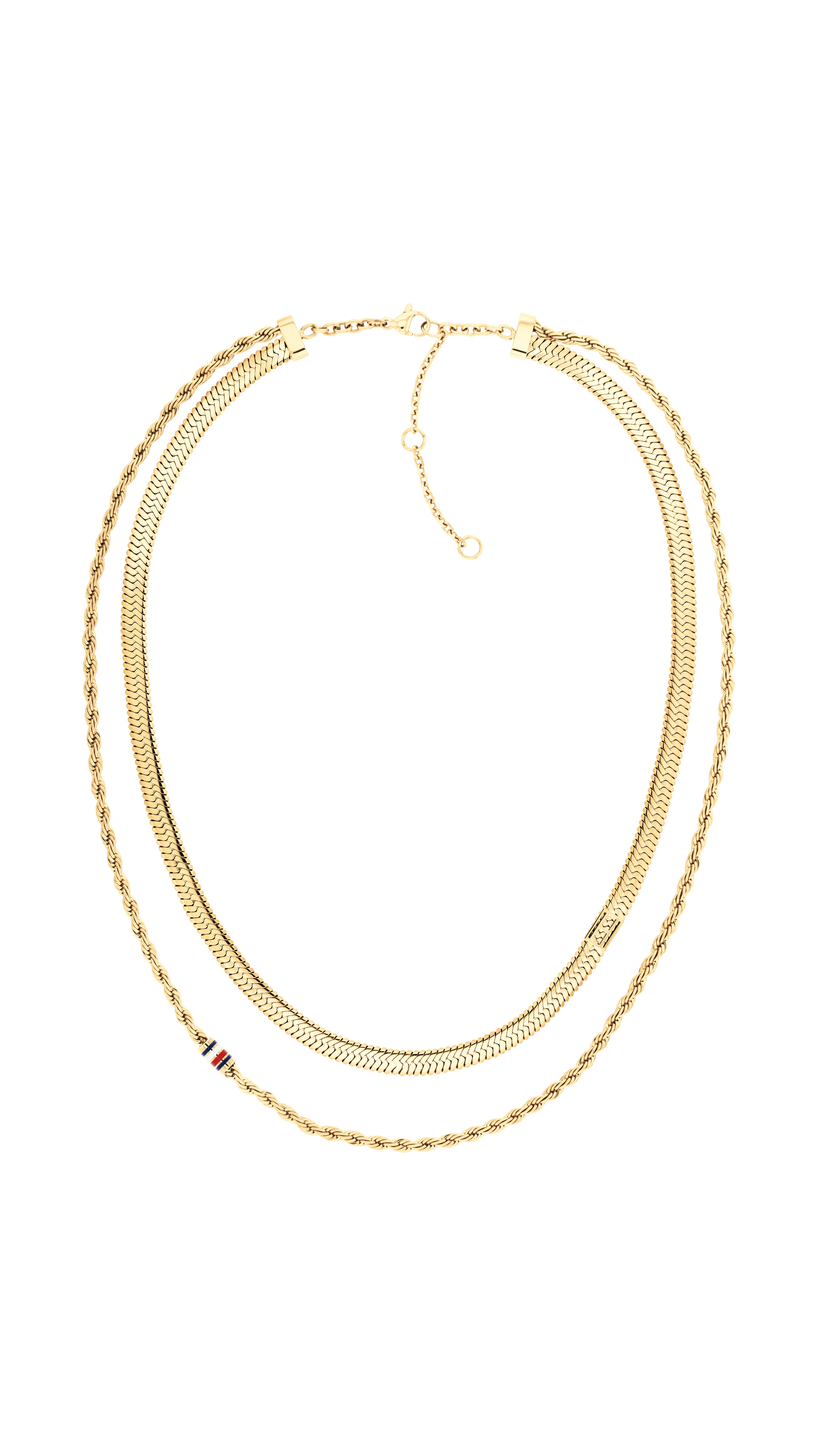 Edelstahlkette TOMMY HILFIGER "LAYERED SET", gelbgoldfarben, Halsketten, Damen, Edelstahl, L: 45,5 B: 5mm, B:5mm Image