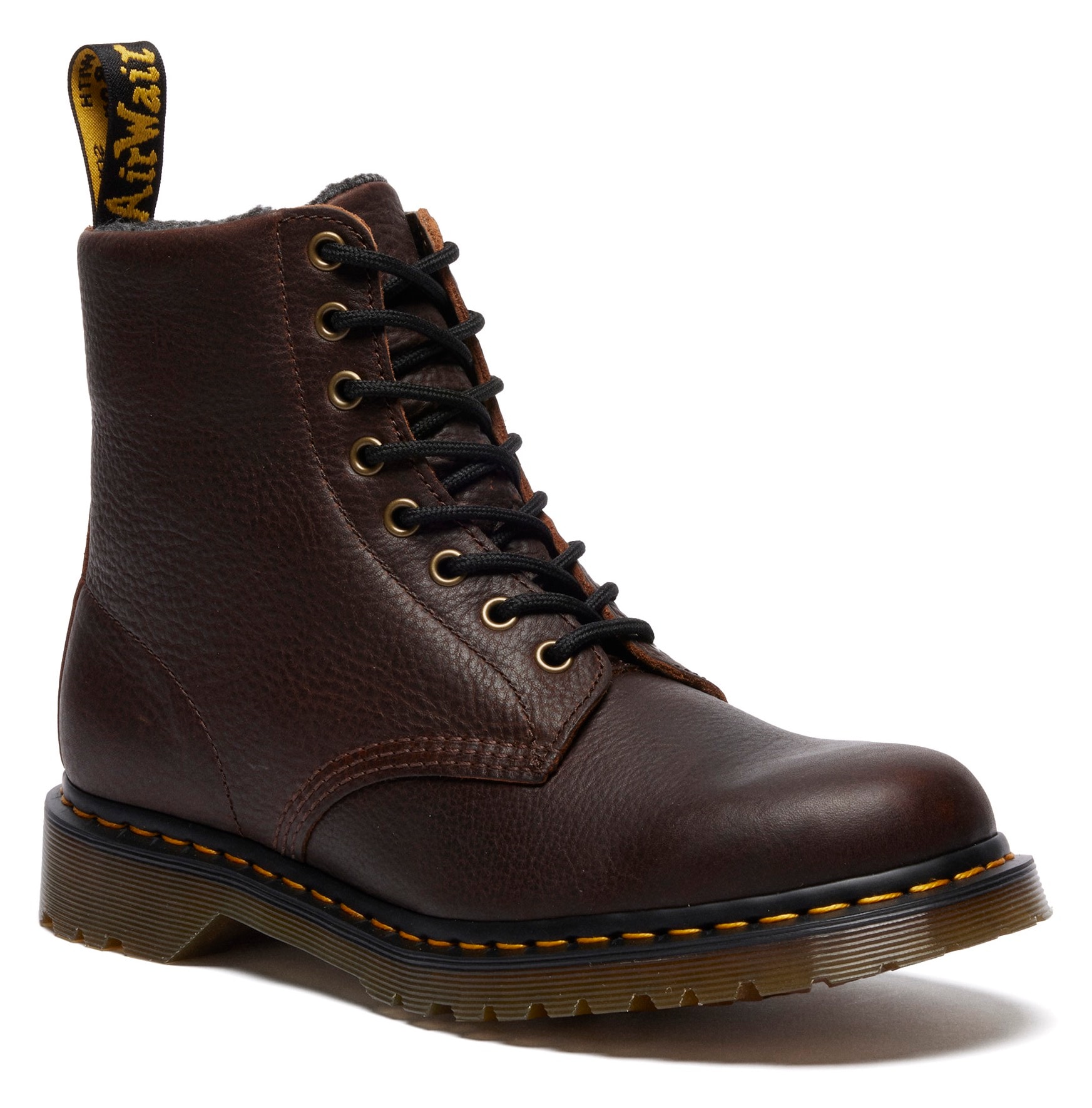 Schnürstiefelette DR. MARTENS "1460 schmale Form", Damen, Gr. 38, dunkelbraun, Leder, Schuhe Schnürstiefelette, Plateaustiefel, Winterstiefel mit modischem Blockabsatz