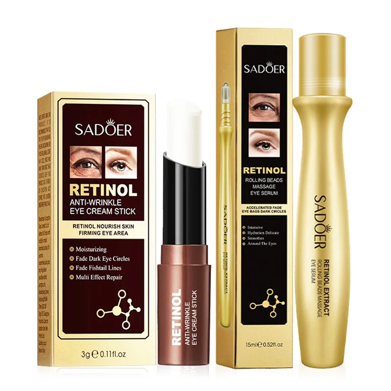 SADOER Retinol Eye Skin Care Sets Anti Dark Circles Moisturizing Anti-aging Anti Wrinkles Eye Cream Eyes Serum Skin Care Kit