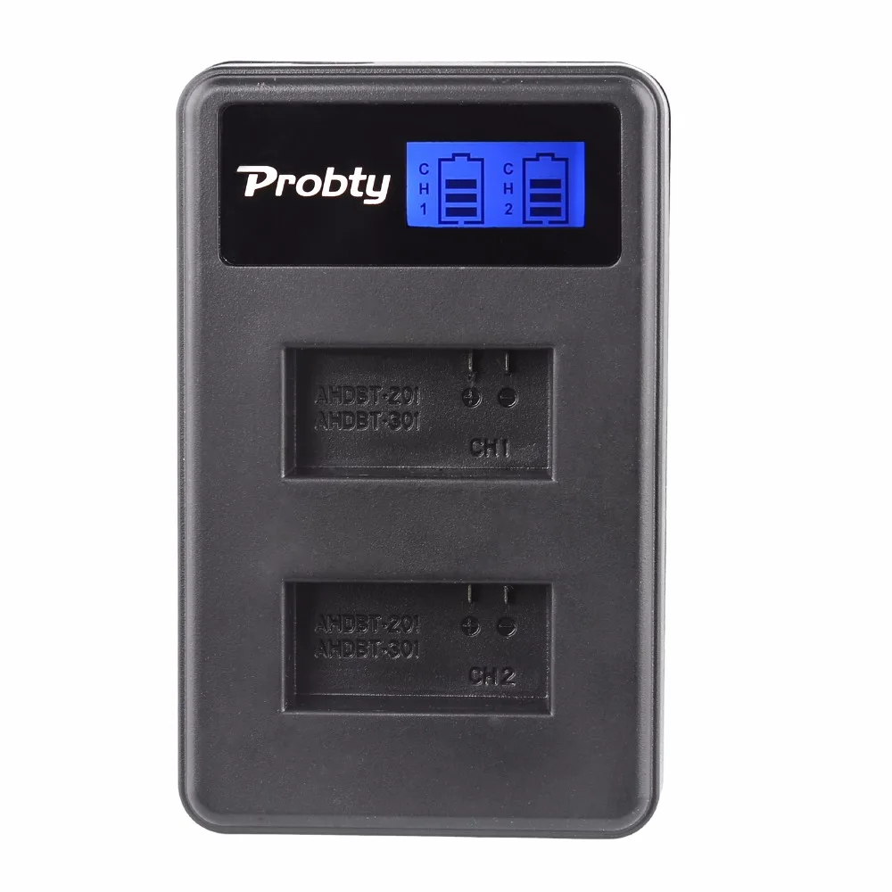 Probty AHDBT-301 AHDBT301 AHDBT 301 201 AHDBT-201 LCD USB Dual Charger For GoPro Hero 3 Hero 3+ Camera Accessories