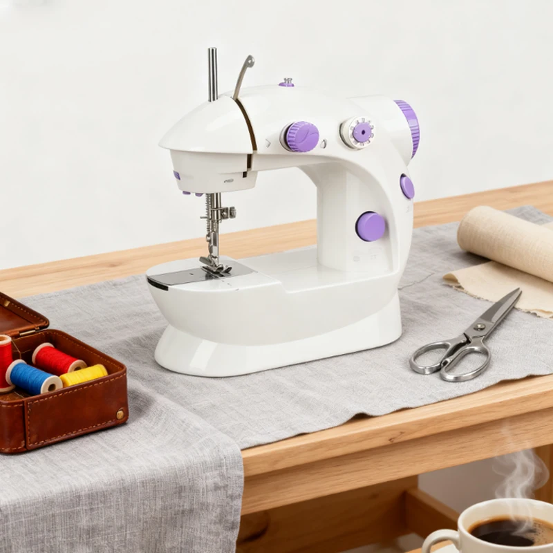 Ventes au comptant bricolage ménage 202Mini Machine à coudre Machine à coudre électrique Portable avec contrôle de la lumière et de la vitesse pour débutant-*-*-