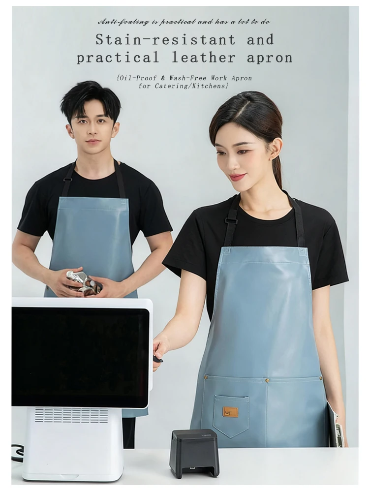 Kein Waschen erforderlich, leicht zu reinigende Schürze, robuste, ölfleckenbeständige Halsschürze zum Kochen, Bubble Tea Bar, Nagelkunst und Meeresfrüchte Image