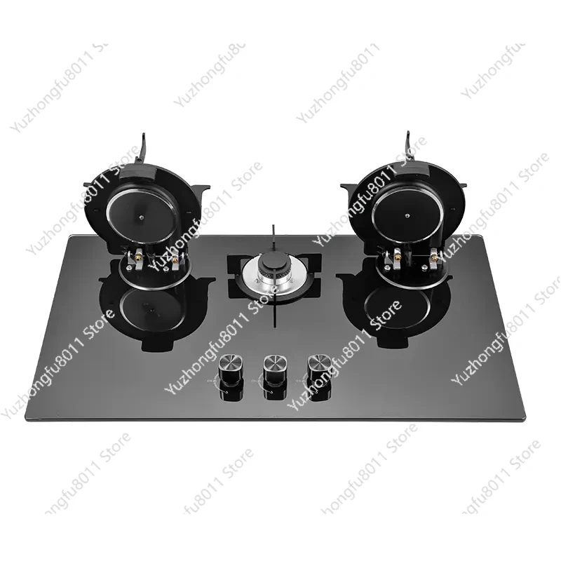 Flip Top Gasherd LPG Gaskochfelder Glasplatte Batterie 3-Brenner Gasherd für die Küche Image