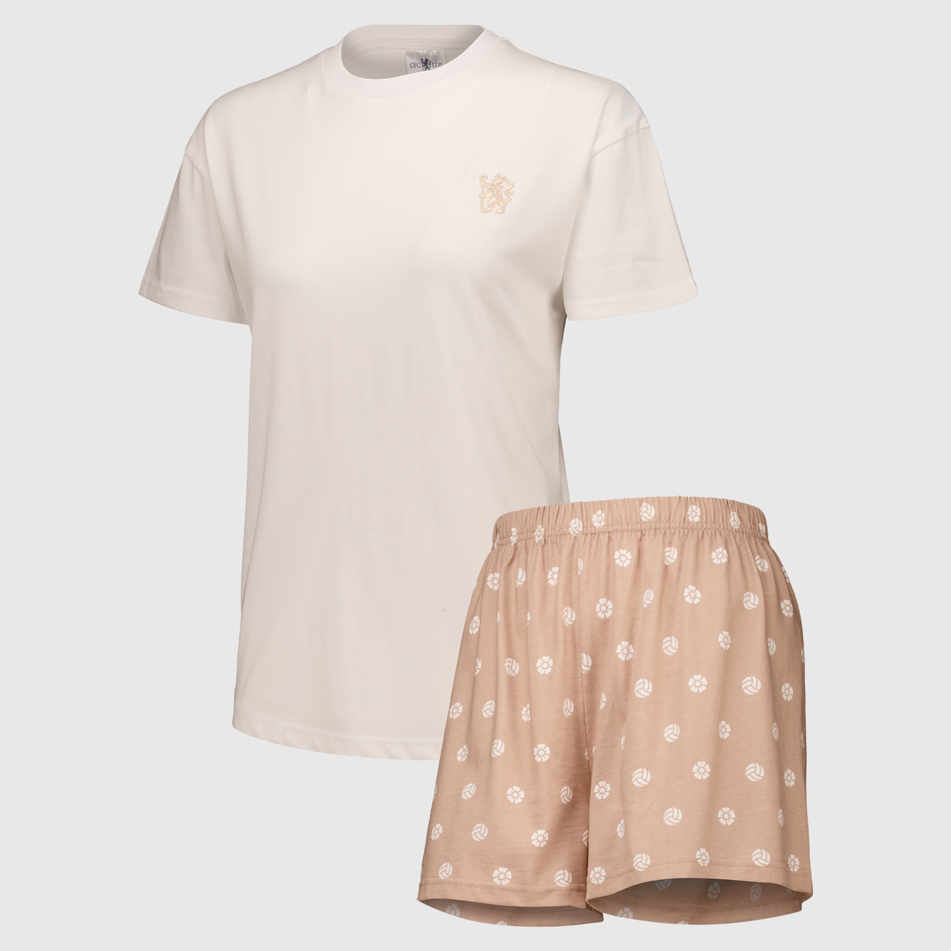 Chelsea Kurzer Pyjama – Beige/Hellbraun – Damen Image