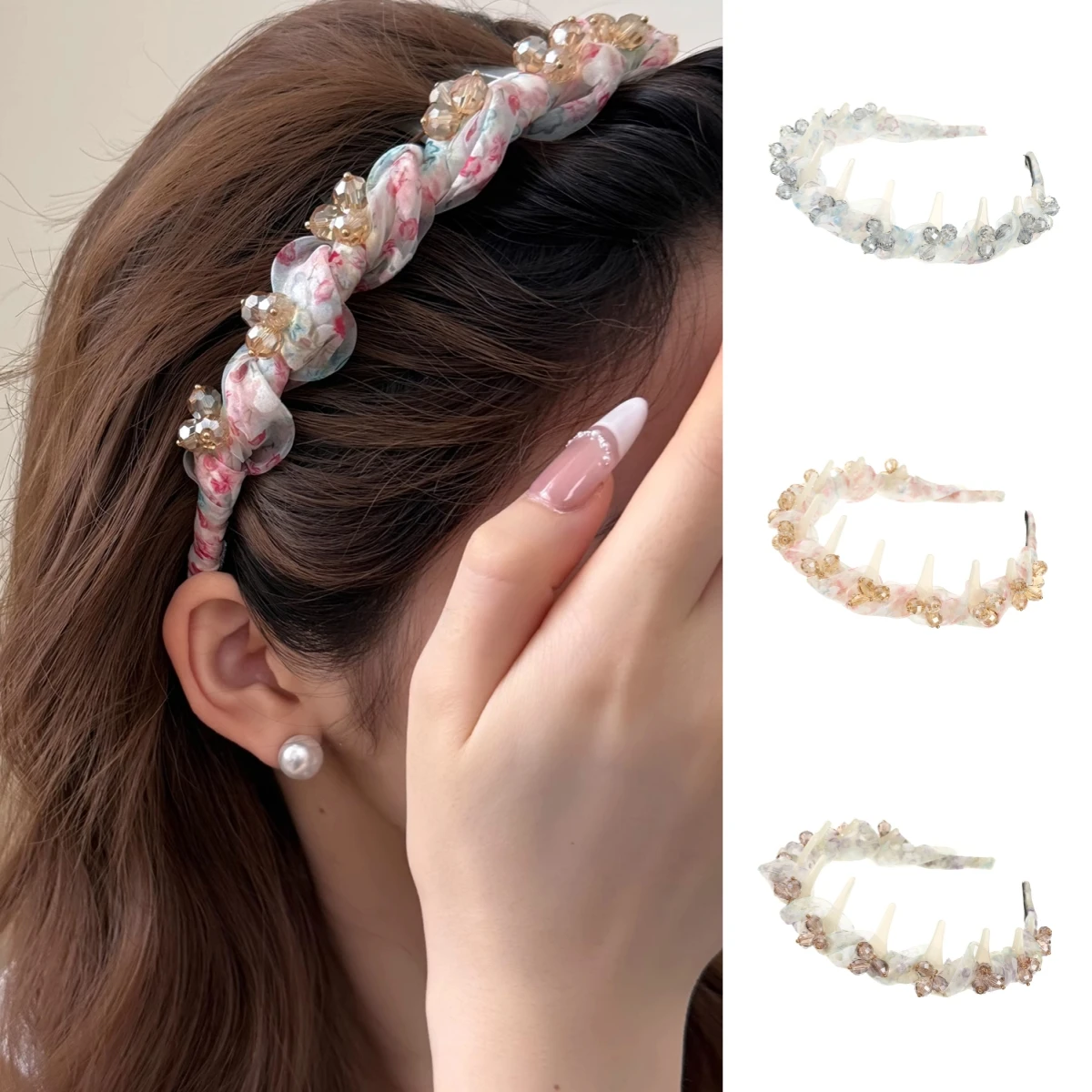 1pc Mode Perlen Haar Hoop Haar Bands Frauen Party Hochzeit Braut Brautjungfer Kopfschmuck Süße Luxus Zahn Stirnband Kopfbedeckungen Image