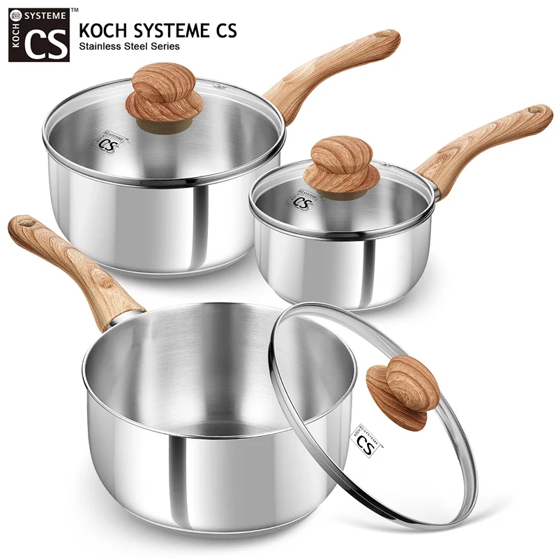 KOCH SYSTEME CS Edelstahl-Topf 1QT/2QT/3QT Milchtopf Schmortopf mit hitzebeständigem Bakelit-Griff Saucenformen Induktion Image