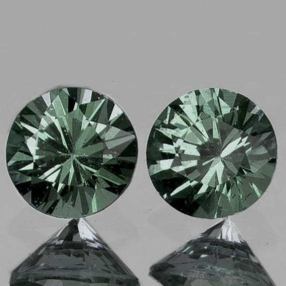 3,70 mm 2 pezzi Zaffiro verde naturale non riscaldato rotondo [Flawless-VVS] Pietra preziosa naturale sciolta di alta lucentezza per gioielli Zaffiro