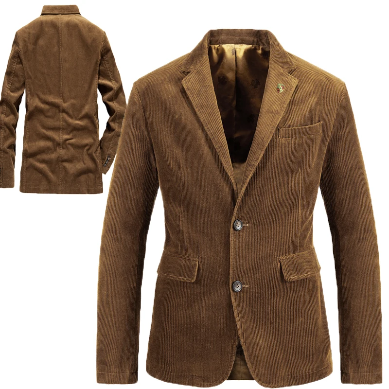 2025 cord Business Blazer Männer Frühling Herbst Vintage Herren Jacke Baumwolle Casual Slim Fit Anzug Männlich Tops Größe M-4xl Blazer Homme