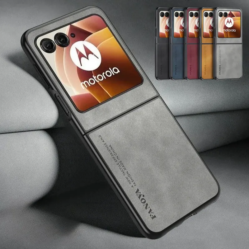 Case for Motorola Razr + 2024 Razr Ultra 2025 Razr 60 50 Ultra 40 Sheepskin PU Leather Matte Silicone Cover Funda
