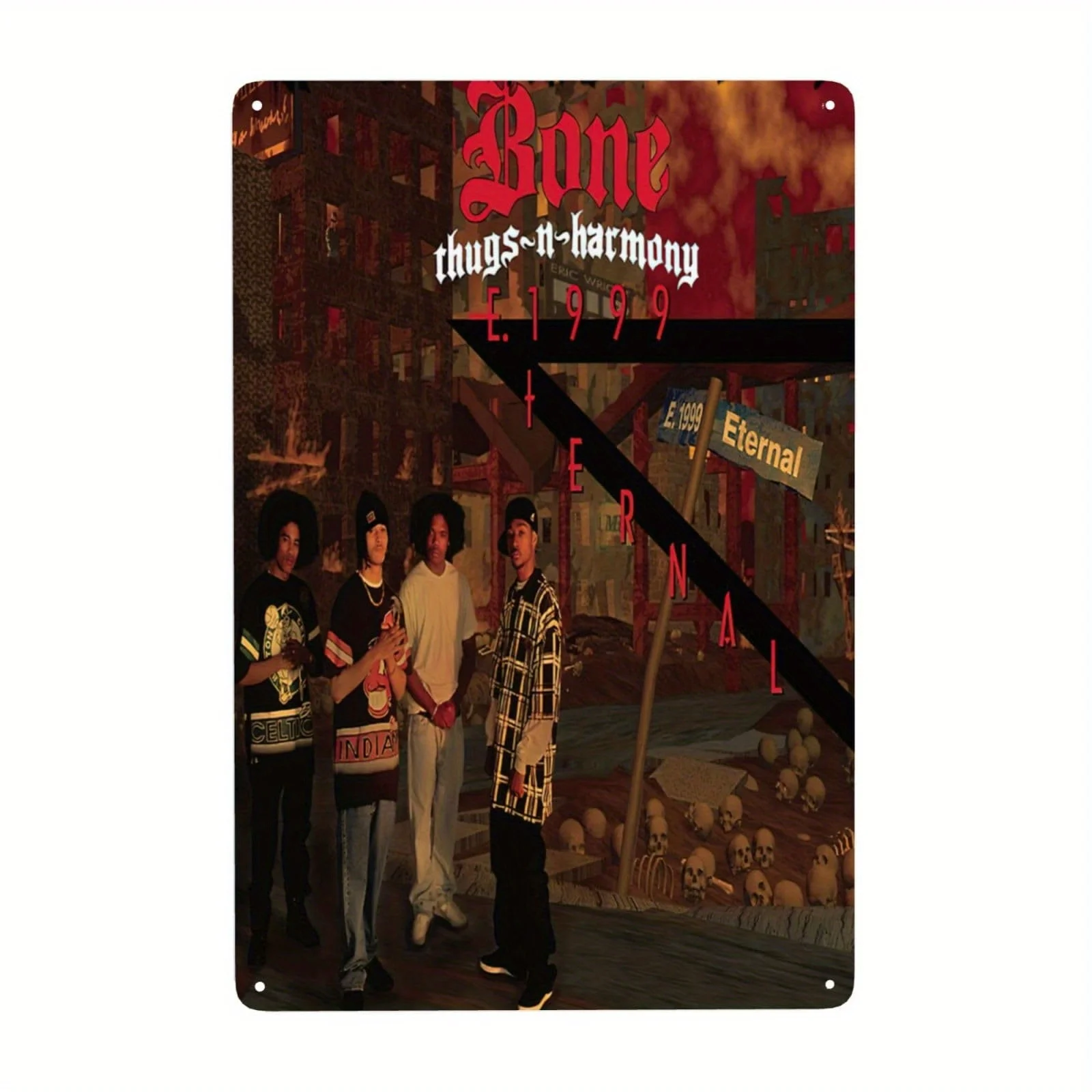 Vintage Hip Hop Metallblechschild – Bone Thugs-n-Harmony „Eternal“ Album Art – Retro-Wanddekoration für Zuhause, Bar, Café, Restaurant, G