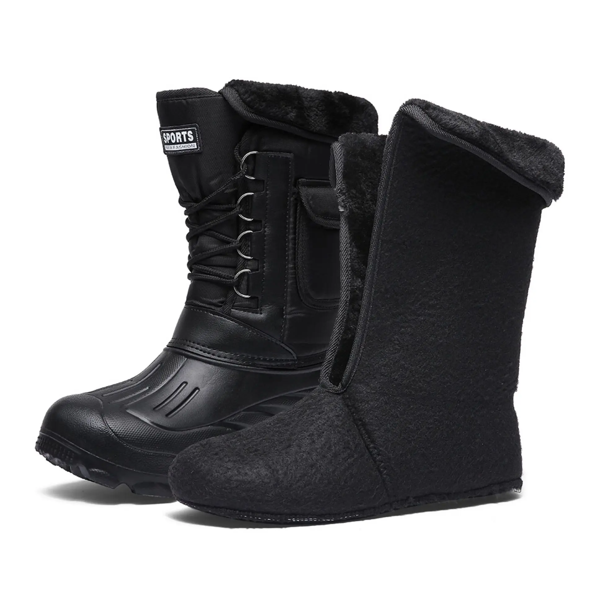 2025 neue männer Winter Stiefel Plattform männer Schnee Stiefel Warme Dicke Plüsch Wasserdichte Outdoor Angeln Arbeit Stiefel Plus größe 40-46