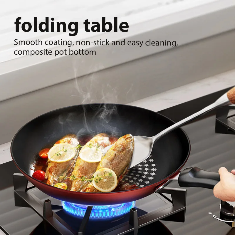 New 24cm Non-Stick Pan Cooking Steak Without Lid Multi-functional Frying Pan Hot Kitchen Cookware Gas Stove Induction Cooker