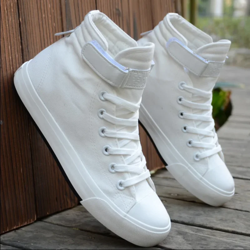 Männer Schuhe High Top Weiß Leinwand Schuh 2024 Sommer Neue Herren Turnschuhe Mode Atmungsaktive Leinwand Turnschuhe Nicht-slip Flache beiläufige Schuhe Image