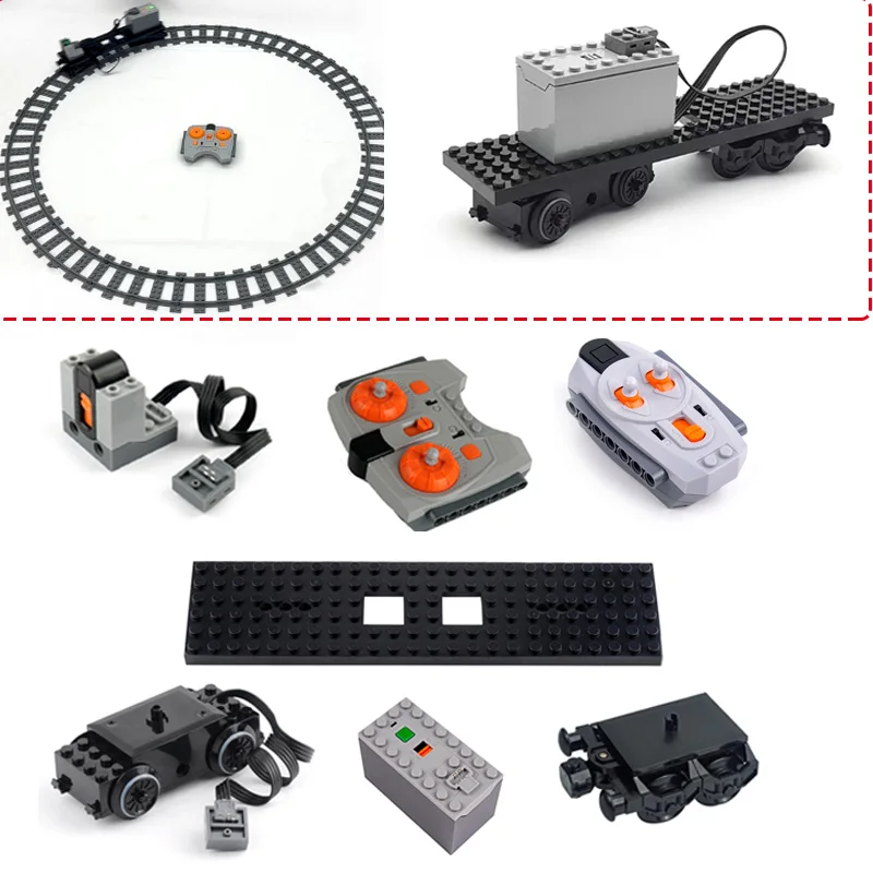 Power Funktionen Zug Motor Technologie Bausteine Teile Wagen Stecker Eisenbahn Track Grundplatte Montage MOC Ziegel Spielzeug Image