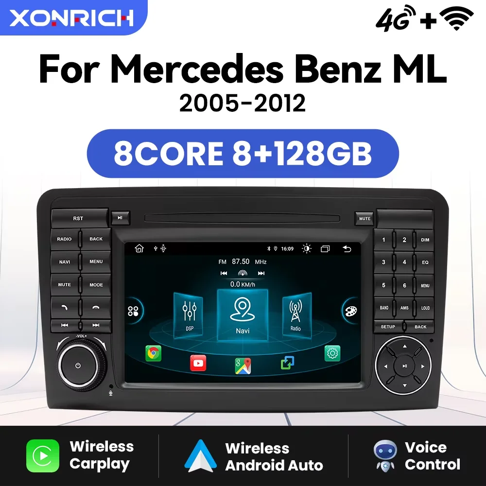 Xonrich autoradio für mercedes benz m-klasse w164 gl-klasse x164 ml gl drahtloses carplay android auto navigation no 2 din dvd Image