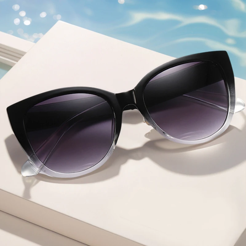 Wandern 2 stücke Trendy Cat Eye Anti Licht Gläser Frauen Vintage Sport Marke Designer Shades Gradienten Breite Bein Brillen UV400 Image