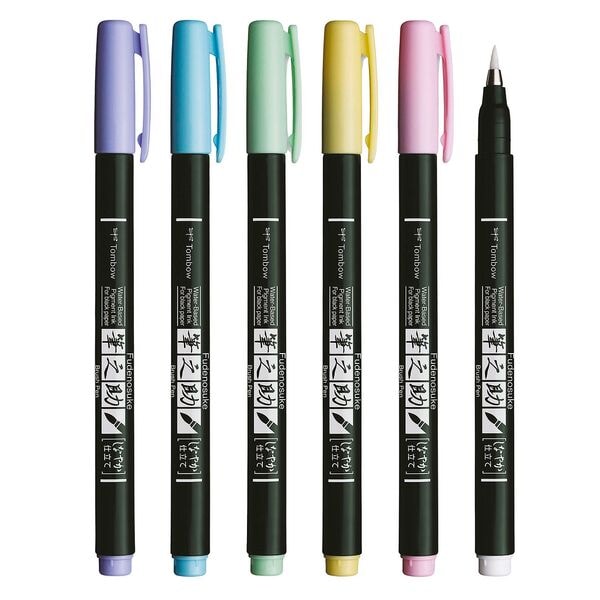 Tombow Brush-Pen-Set »Fudenosuke Pastel« 6 Stück weiß Image