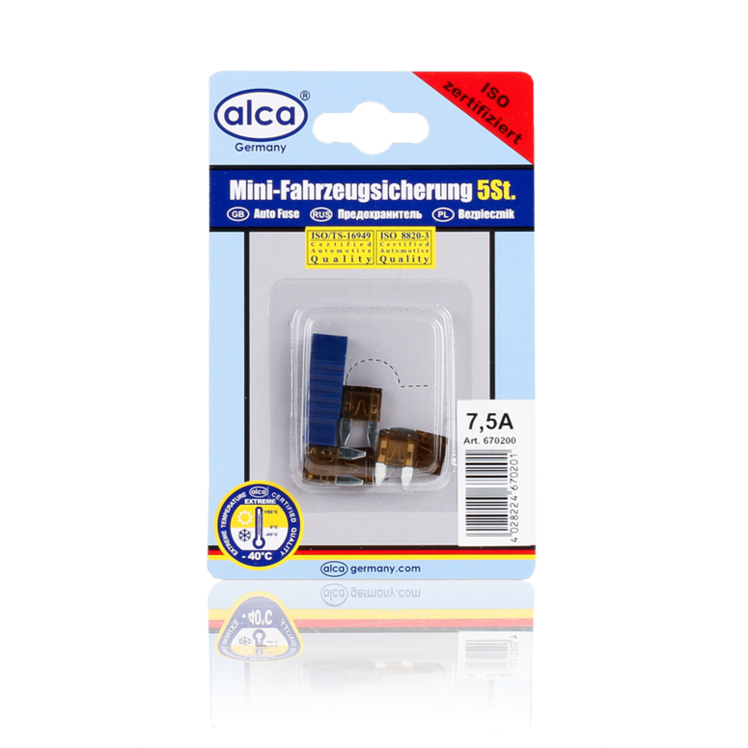 ALCA Mini-Sicherungen 7,5 A 5St. Blister Sicherung 670200 Image