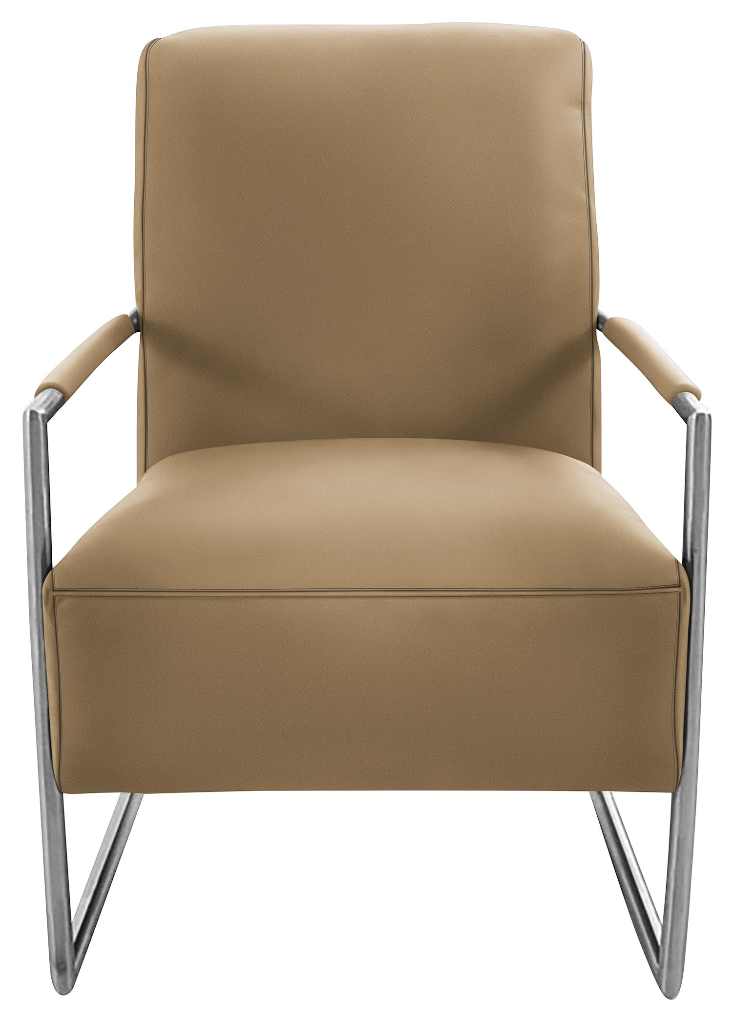 Cocktailsessel K+W KOMFORT & WOHNEN, braun (cognac), B:62cm H:77cm T:83cm, Sessel, Cocktailsessel, mit bezogenen Armlehnen, Gestell in Metall Edelstahloptik