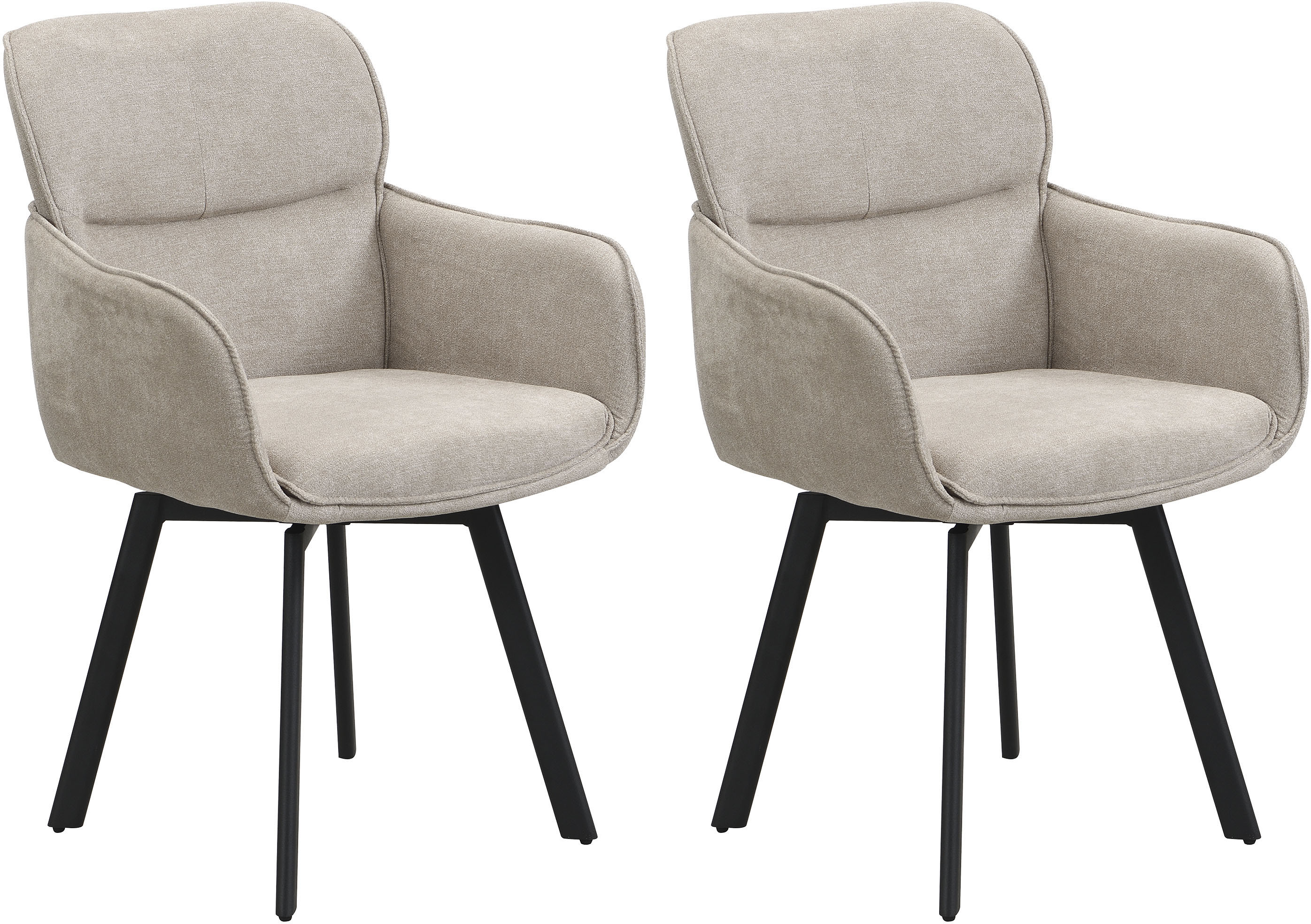 Esszimmerstuhl BYLIVING "Rico", taupe, schwarz, B:61cm H:90cm T:63cm, Metall, Stoff, Stühle, 360 Grad drehbar in verschiedenen Farben erhältlich Image