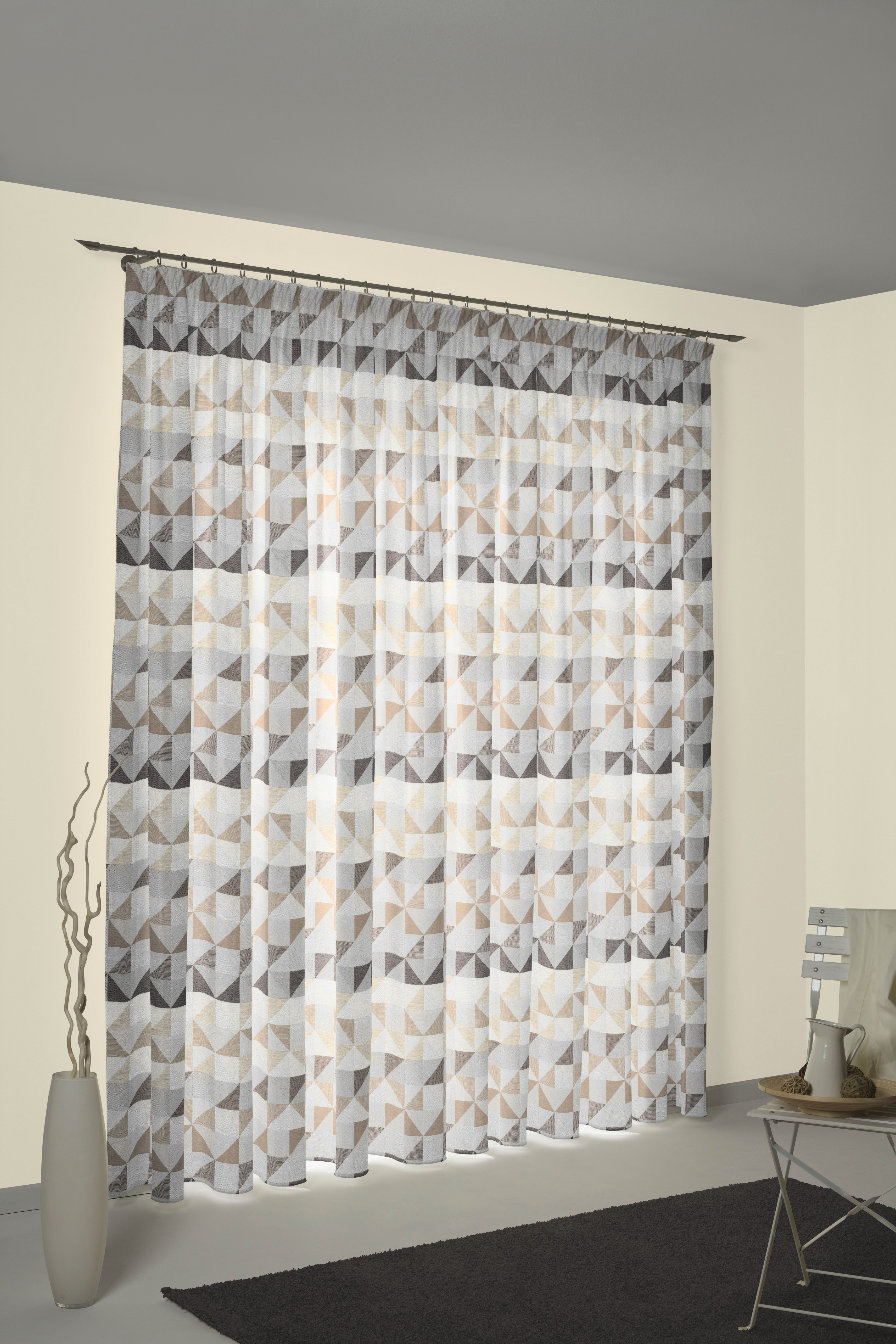 Vorhang WIRTH "Berlare", braun, B:132cm H:375cm, Baumwolle, Polyester, Gardinen, nach Maß Image