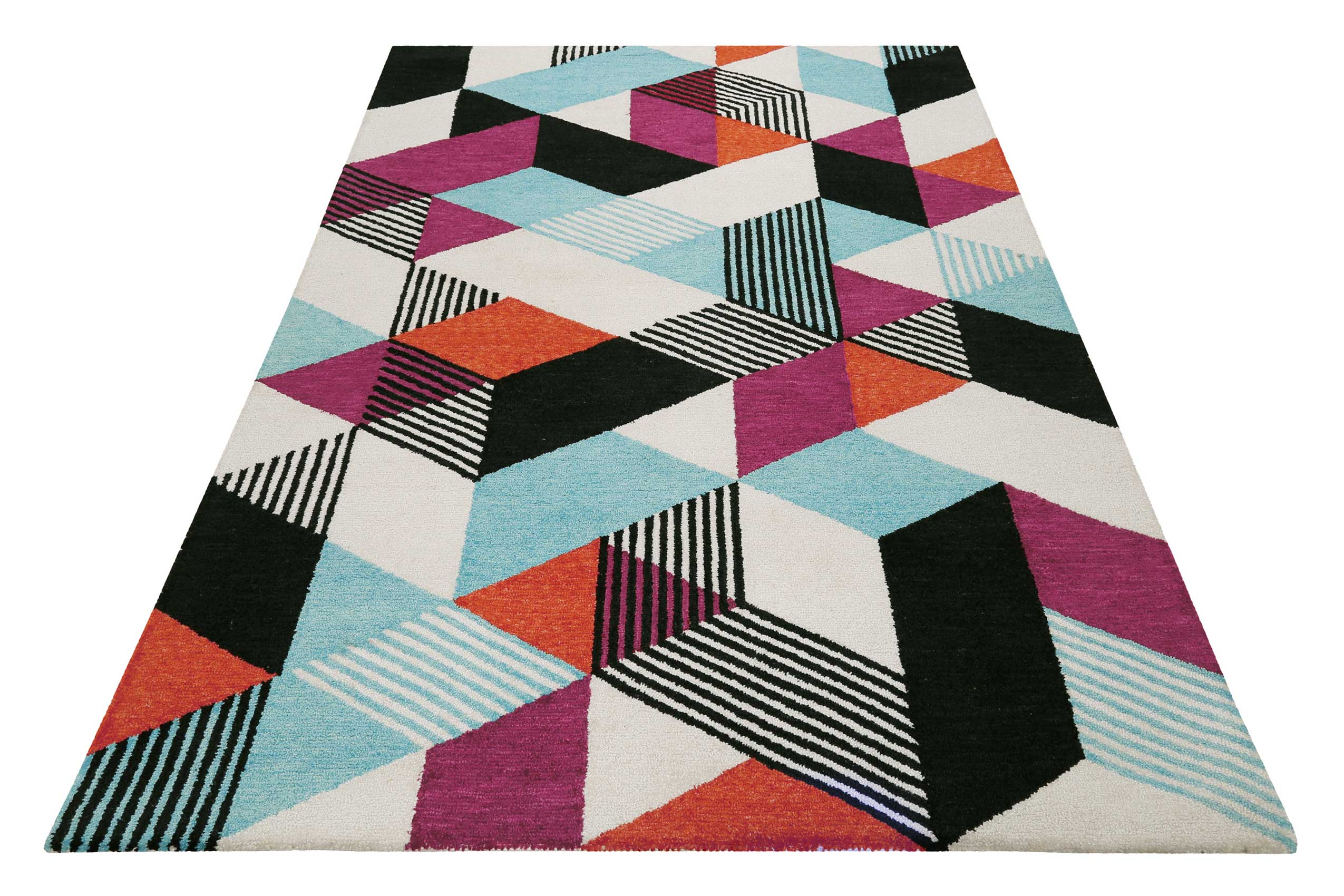 Teppich ESPRIT "Uptown, ESP-39872", bunt, B:160cm H:8mm L:230cm, Polyester, Teppiche, Teppich, bunt, handgetuftet, grafischer Retro Look für Wohnzimmer, Schlafzimmer Image