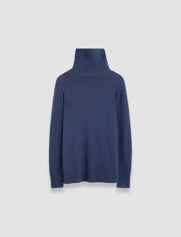 Open Cashmere High Neck Jumper - Blue - Joseph Knitwear