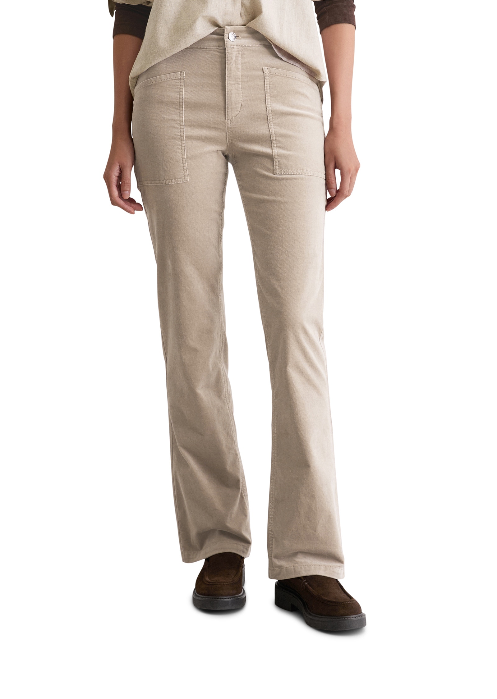 5-Pocket-Hose MARC O'POLO "aus Organic Cotton Stretch", Damen, Gr. 29, Länge 32, chalky mauve, Obermaterial: 98% Baumwolle, 2% Leder, unifarben, ausgestellt normal, Hosen Image