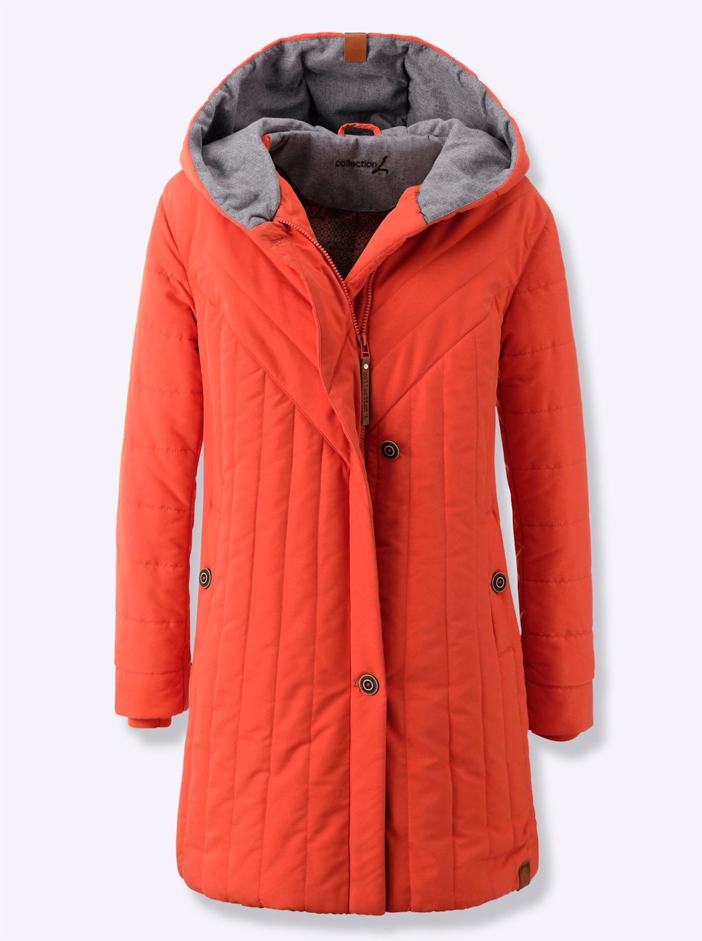 Steppjacke CASUAL LOOKS, Damen, Gr. 48, grau (terra, steingrau), 100% Polyester, Besatz:100% Polyester, gemustert, mehrfarbig, unifarben, Jacken Image