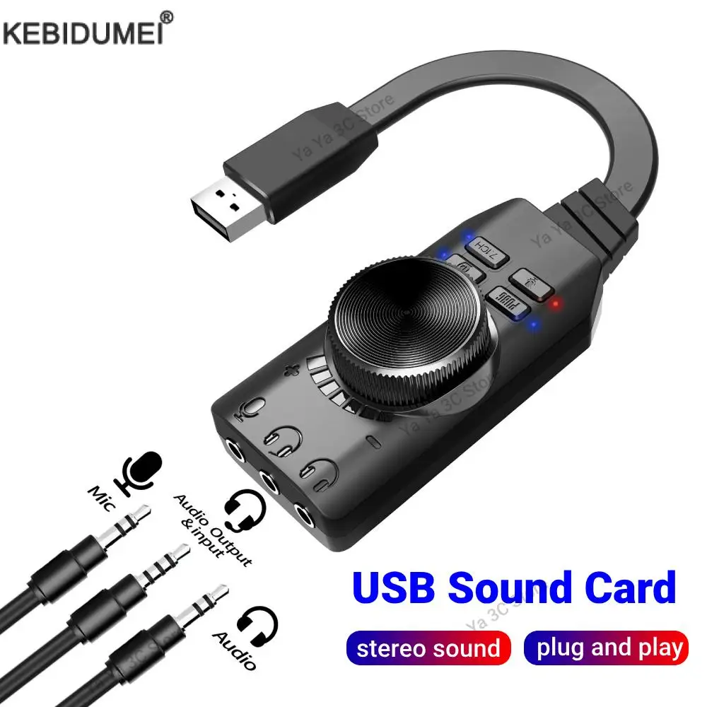 Scheda audio USB esterna a 7.1 canali Jack audio Cavo da 3,5 mm Adattatore Regolazione del volume Senza driver per microfono Altoparlante Auricolare
