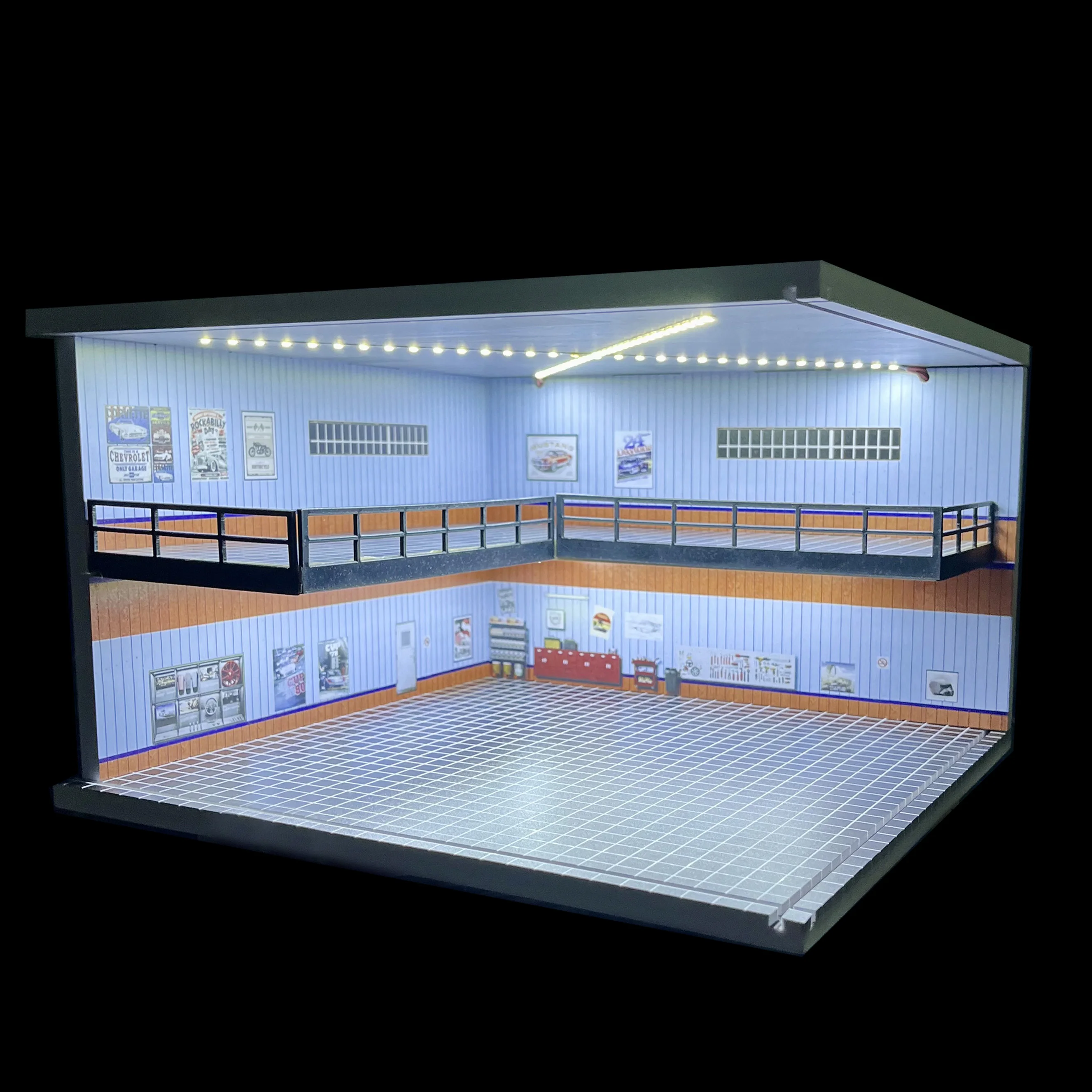 1/18 1/24 1/32 1/64 Scale LED Lighted Parking Lot Display Multi-Scale Car Garage Diorama für Hot Wheels & Matchbox Collection Image