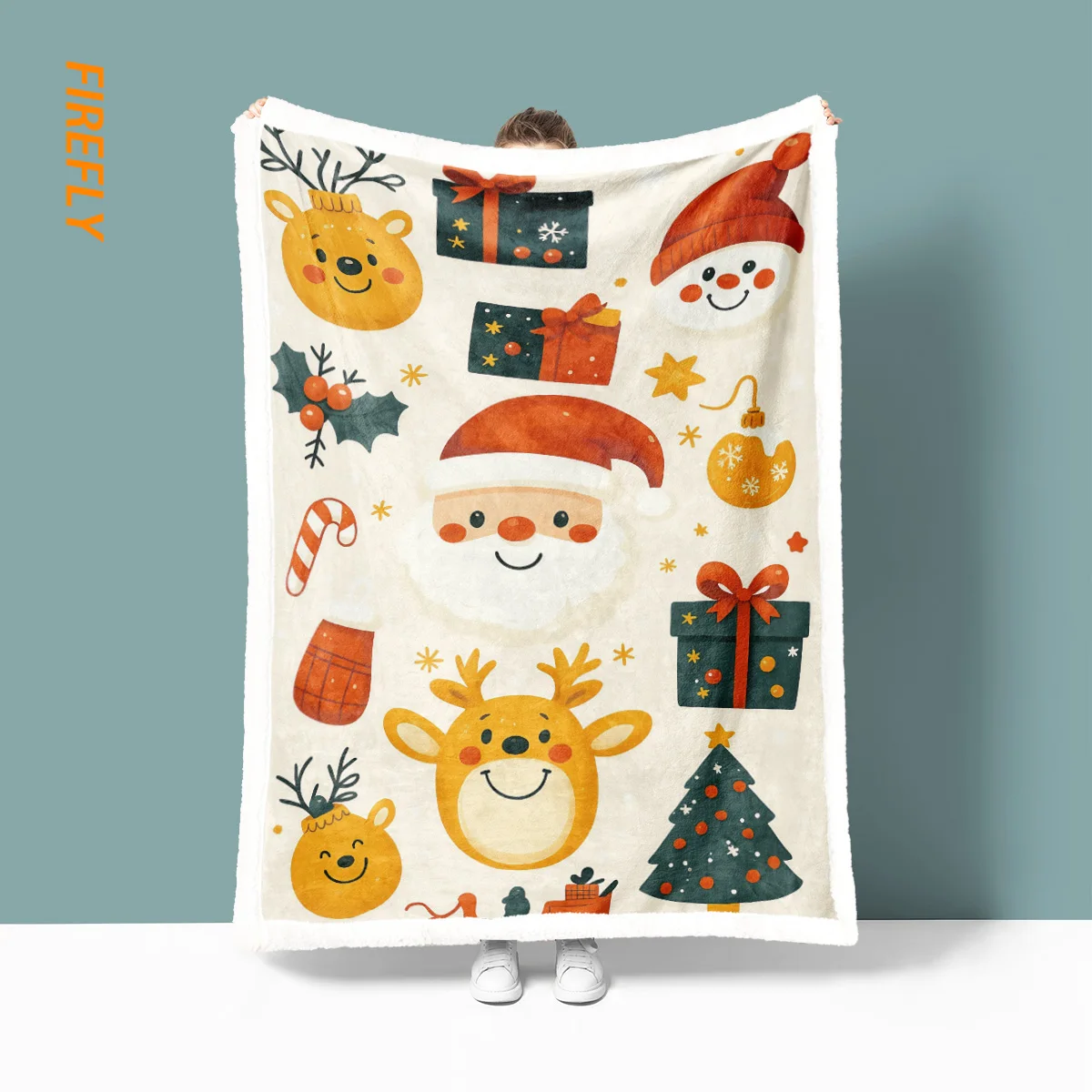 1pc Cartoon Santa Claus Drucken Dicke Nachahmung Lamm Fleece Decke Multi Größe Sofa Freizeit Nickerchen Abdeckung Teppich Weiche Maschine waschbar Image