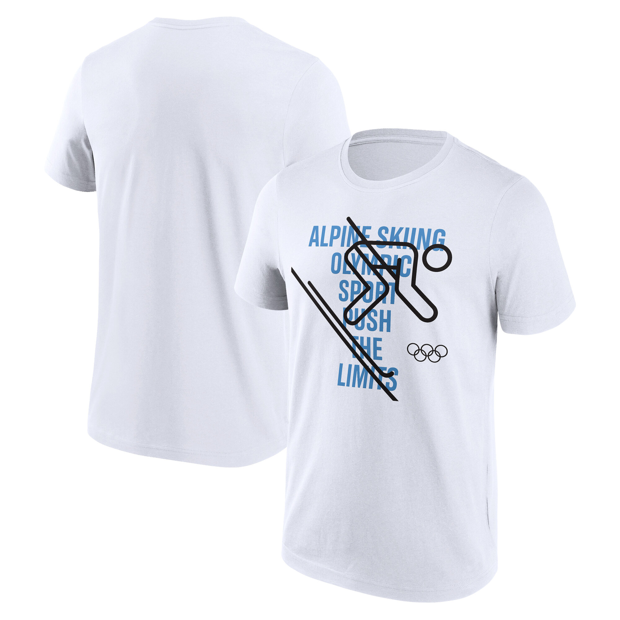 The Olympic Collection Ski Alpin Grafik T-Shirt – Weiß Image