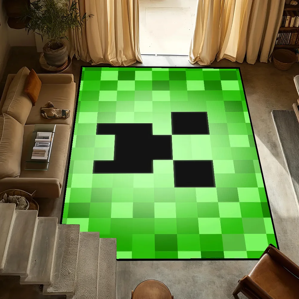 Game Creeper Face Green Pixel 1 Small Carpet Bedside Kitchen Bath Living Home House Bedroom Floor Mat Doormat Rug Decoration