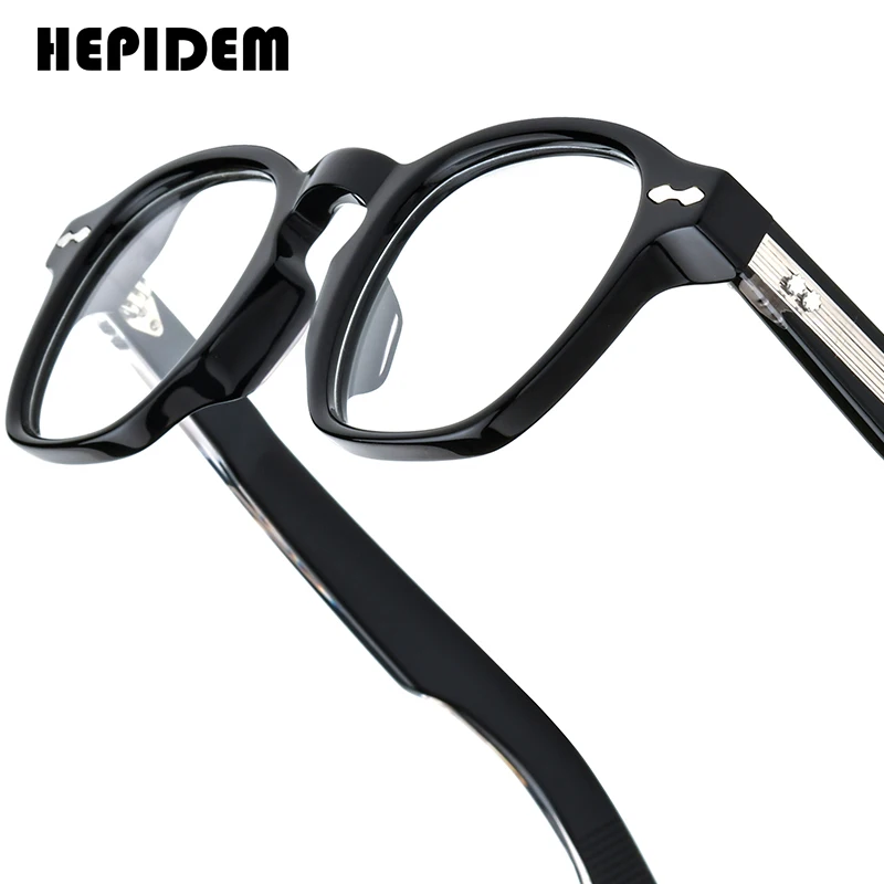 HEPIDEM Acetat Brillengestell Herren Retro Johnny Depp Quadratische japanische handgemachte Brille Jmm Brille Vintage Brillen Image