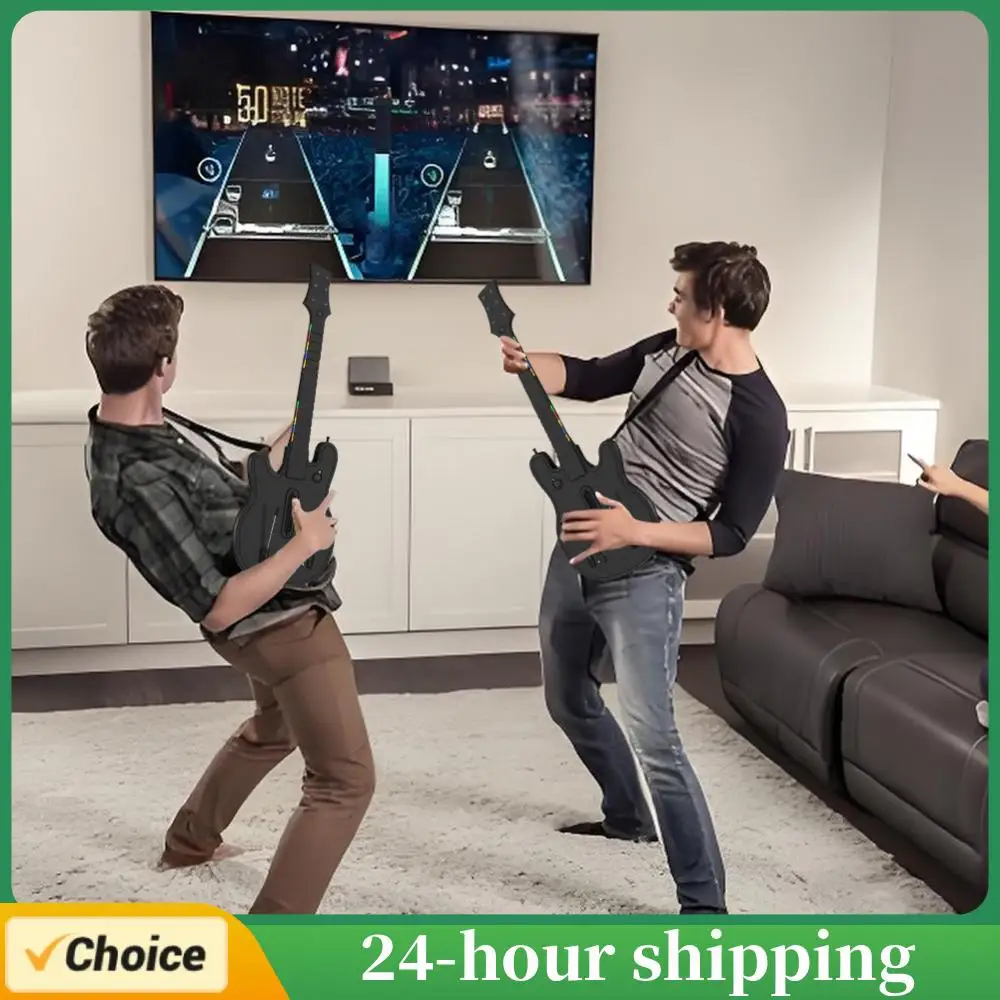 Kabelloser Gitarren-Controller, 2,4 G kabelloser PC-Gitarren-Controller mit Gurt und kabellosem Dongle für PS4 PS3 PC Guitar Hero Clone Hero Image